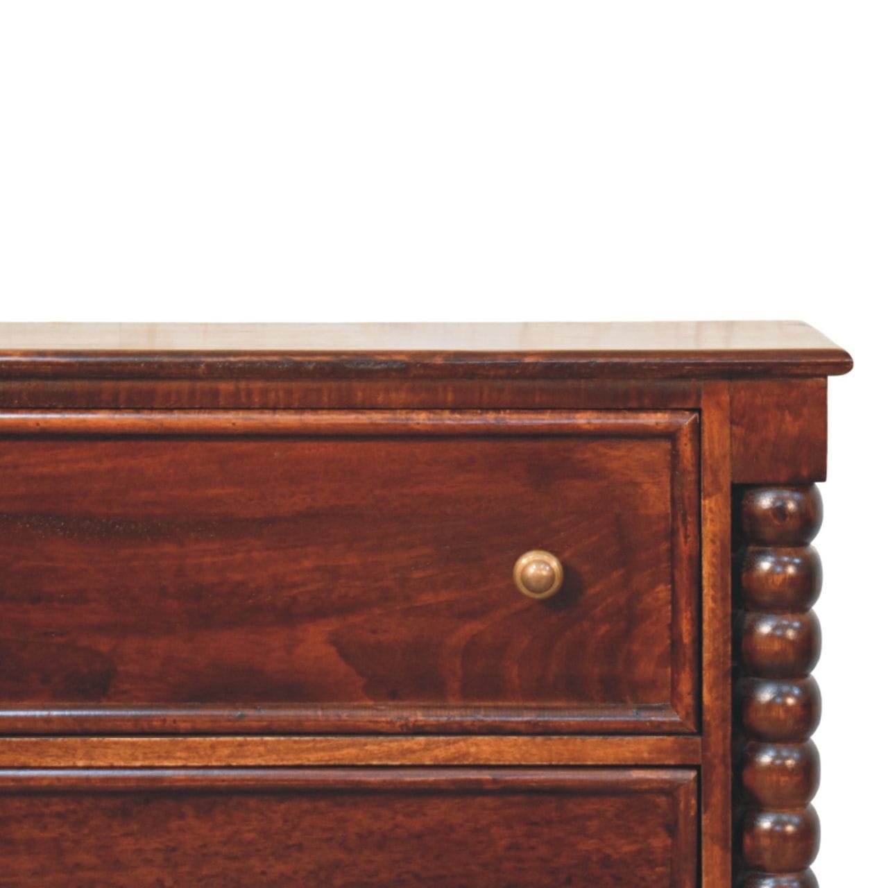 Functional Barclay 3 Drawer Dresser - Solid Mango Wood Storage Chest for Bedroom - product view 3 showing handcrafted...