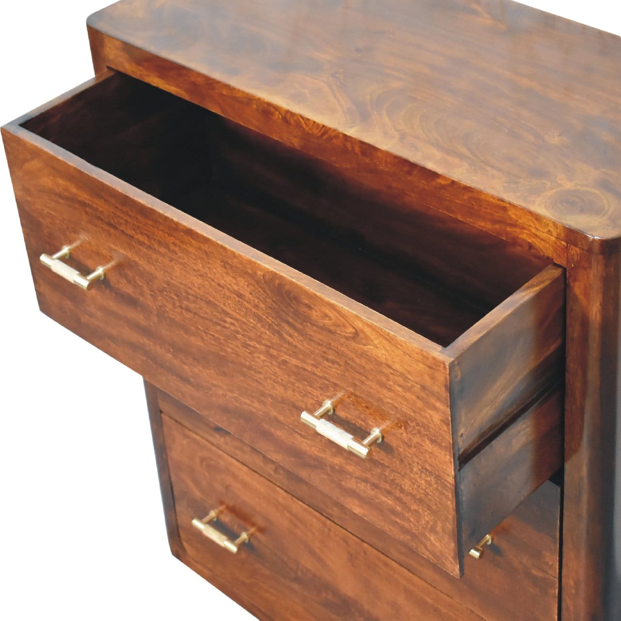 Mid-Century Modern Solid Wood Dresser - Solid Mango Wood Storage Chest for Bedroom - product view 7 showing handcrafted...