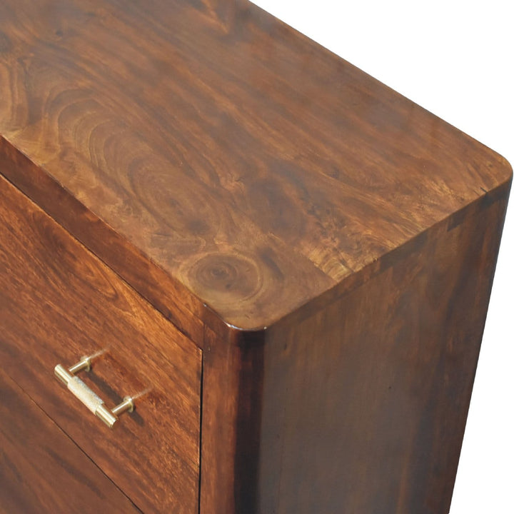 Mid-Century Modern Solid Wood Dresser - Solid Mango Wood Storage Chest for Bedroom - product view 6 showing handcrafted...