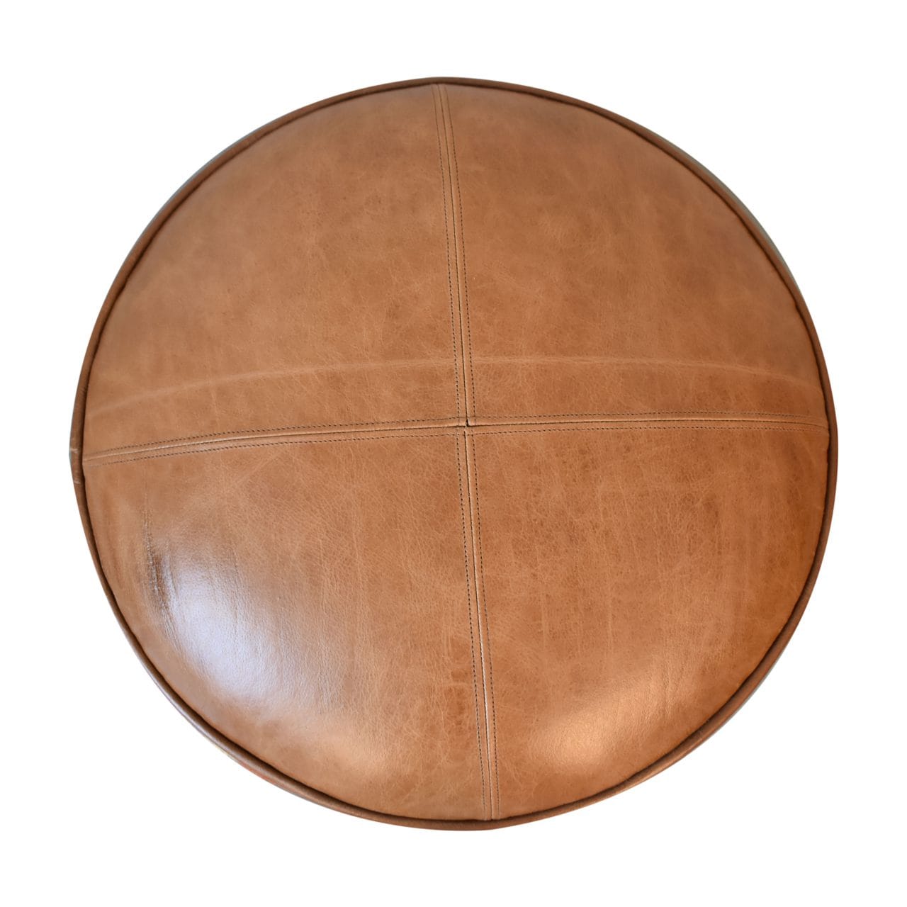 Durrie & Leather Mixed Footstool - Solid Mango Wood Accent Stool for Living Room - product view 9 showing handcrafted...