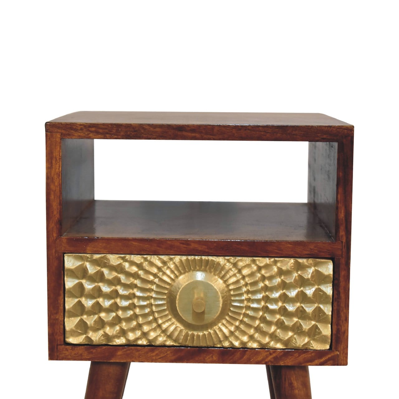 Eden Mini Nightstand - Solid Mango Wood Bedside Table for Bedroom - product view 5 showing handcrafted solid mango wood...