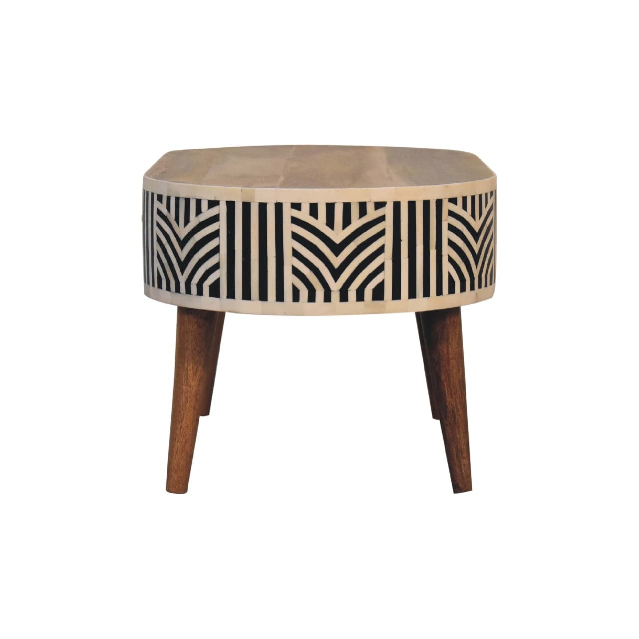 Edessa Bone Inlay Coffee Table - Solid Mango Wood Center Table for Living Room - product view 9 showing handcrafted solid...