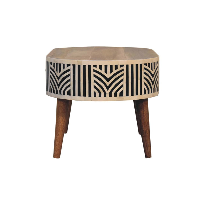 Edessa Bone Inlay Coffee Table - Solid Mango Wood Center Table for Living Room - product view 9 showing handcrafted solid...