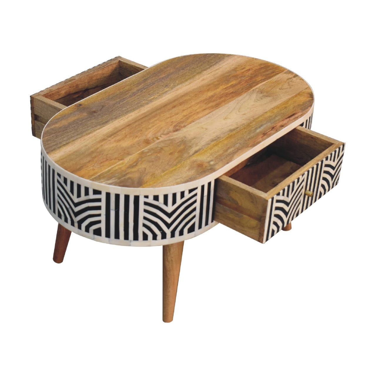 Edessa Bone Inlay Coffee Table - Solid Mango Wood Center Table for Living Room - product view 8 showing handcrafted solid...