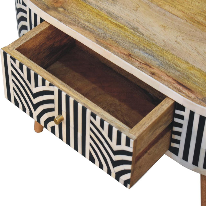 Edessa Bone Inlay Coffee Table - Solid Mango Wood Center Table for Living Room - product view 6 showing handcrafted solid...