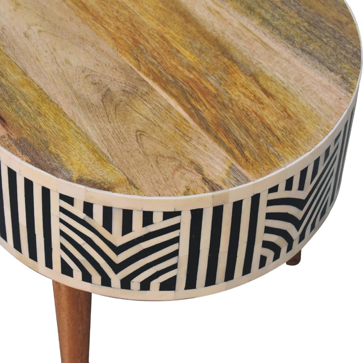 Edessa Bone Inlay Coffee Table - Solid Mango Wood Center Table for Living Room - product view 5 showing handcrafted solid...