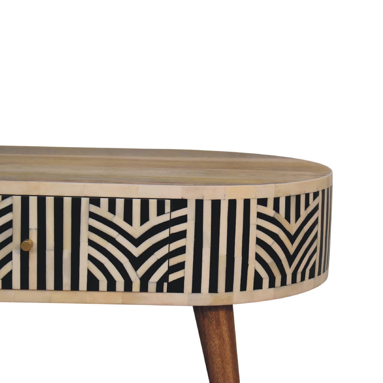 Edessa Bone Inlay Coffee Table - Solid Mango Wood Center Table for Living Room - product view 4 showing handcrafted solid...