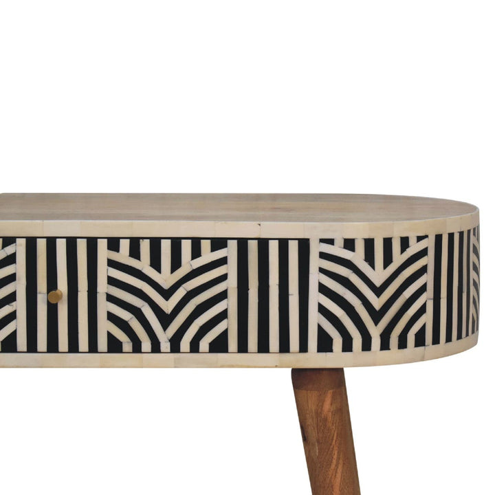 Edessa Bone Inlay Console Table - Solid Mango Wood Hallway Console for Entryway with decorative drawer design.
