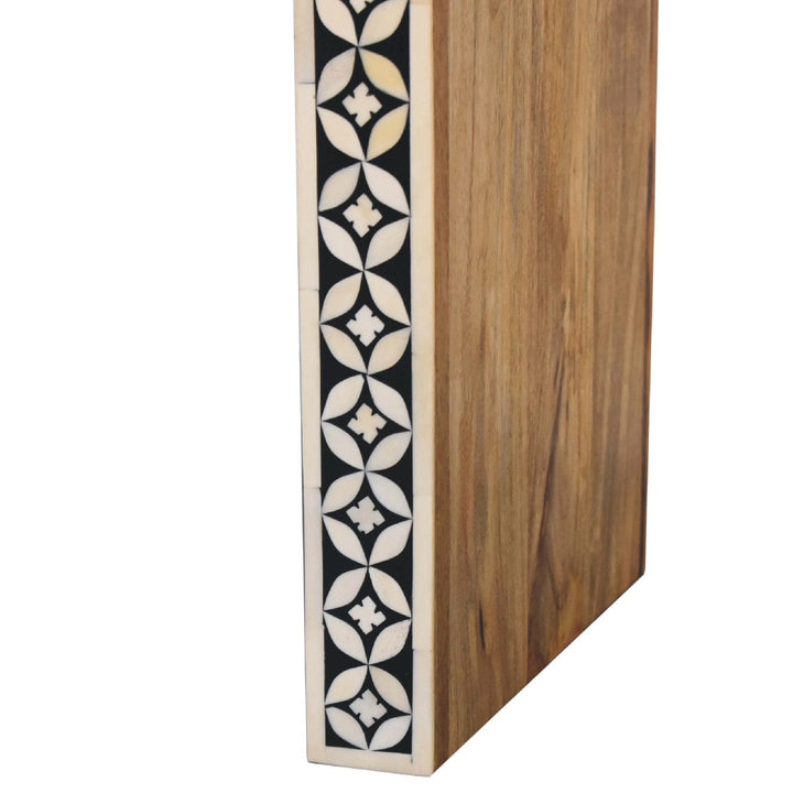 Edessa Bone Inlay End Table - Solid Mango Wood Side Table for Living Room - product view 7 showing handcrafted solid...
