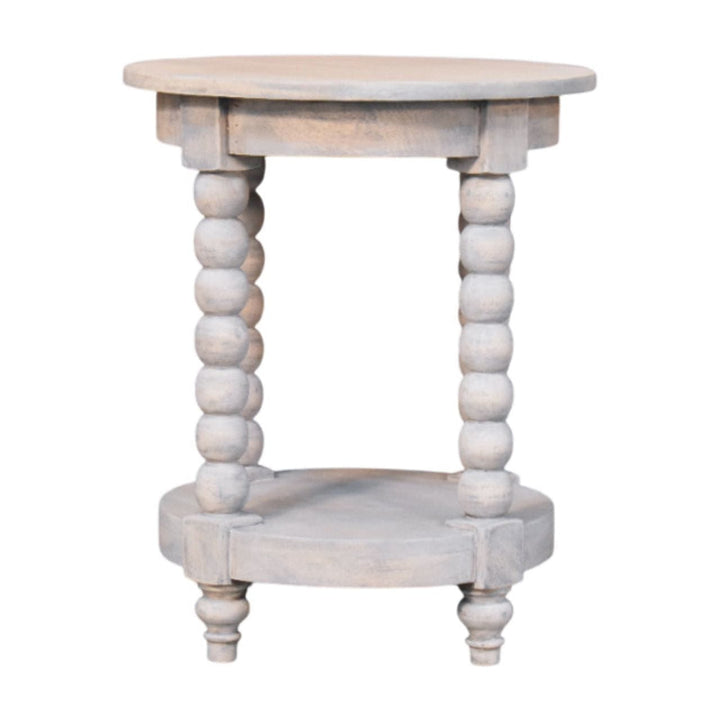 Ellsworth Round End Table - Solid Mango Wood Side Table for Living Room - product view 9 showing handcrafted solid mango...