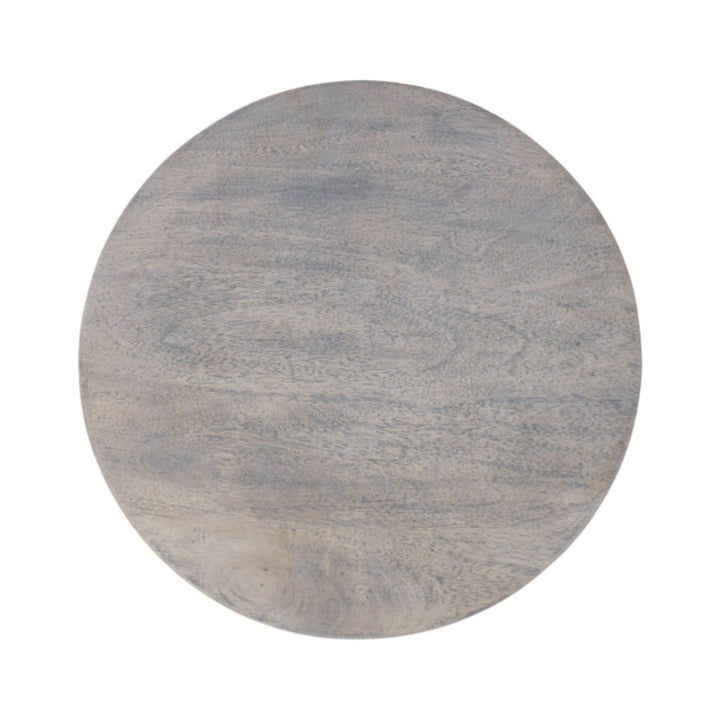 Ellsworth Round End Table - Solid Mango Wood Side Table for Living Room - product view 8 showing handcrafted solid mango...
