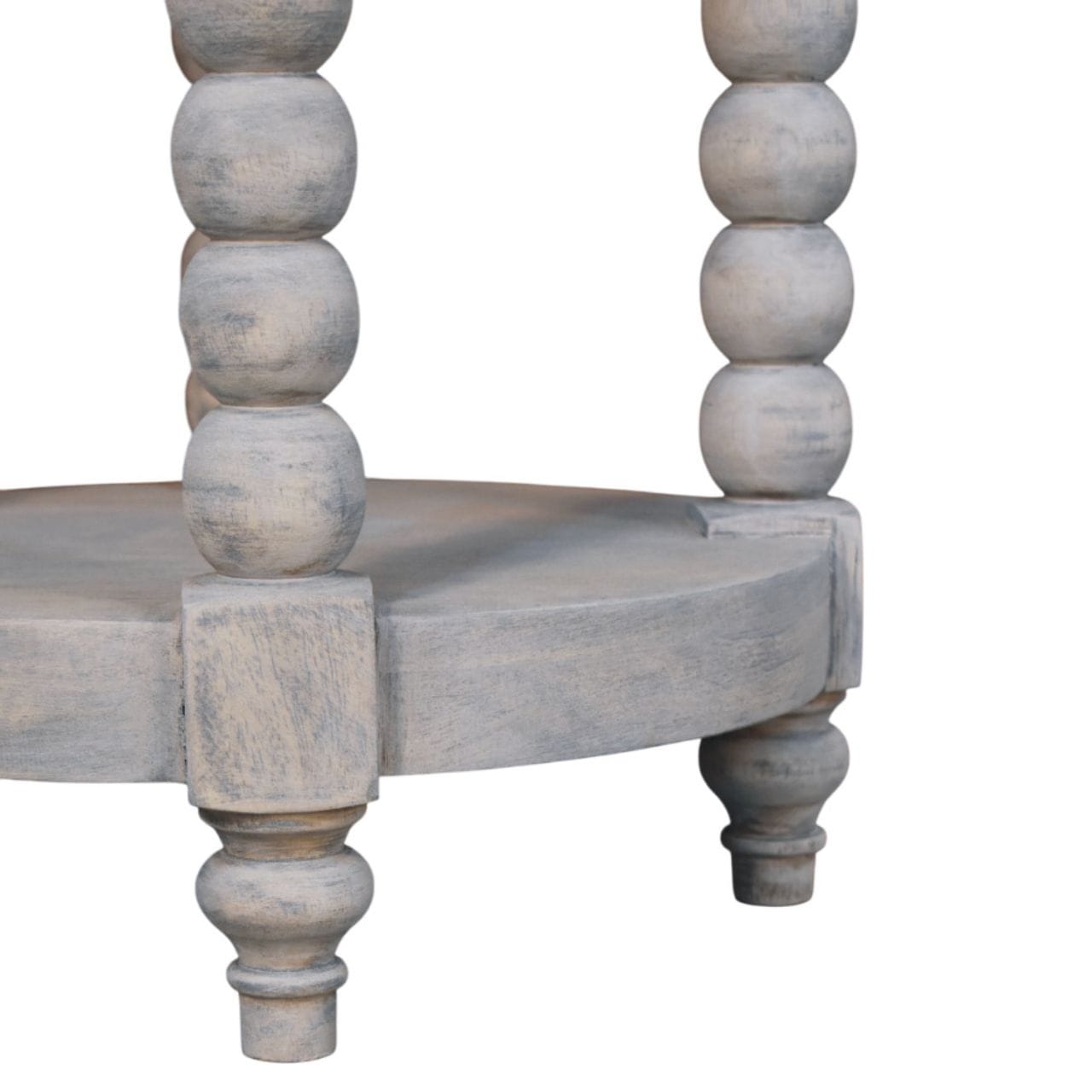 Ellsworth Round End Table - Solid Mango Wood Side Table for Living Room - product view 7 showing handcrafted solid mango...