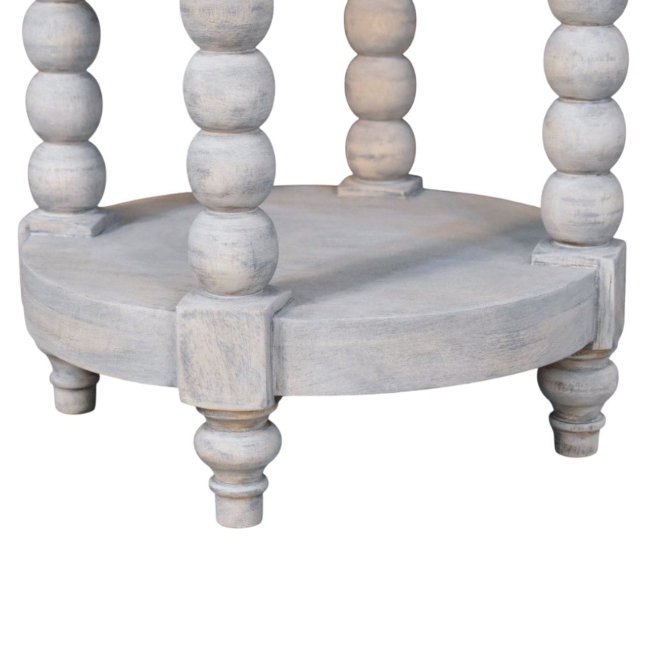 Ellsworth Round End Table - Solid Mango Wood Side Table for Living Room - product view 6 showing handcrafted solid mango...