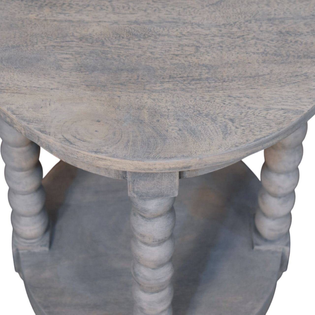 Ellsworth Round End Table - Solid Mango Wood Side Table for Living Room - product view 5 showing handcrafted solid mango...