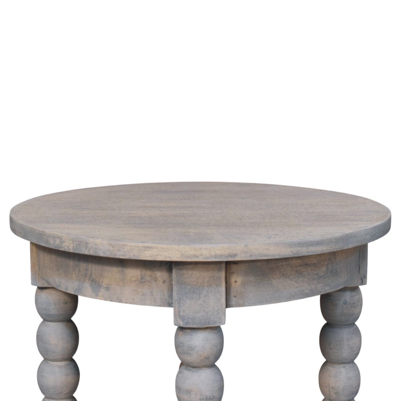 Ellsworth Round End Table - Solid Mango Wood Side Table for Living Room - product view 4 showing handcrafted solid mango...