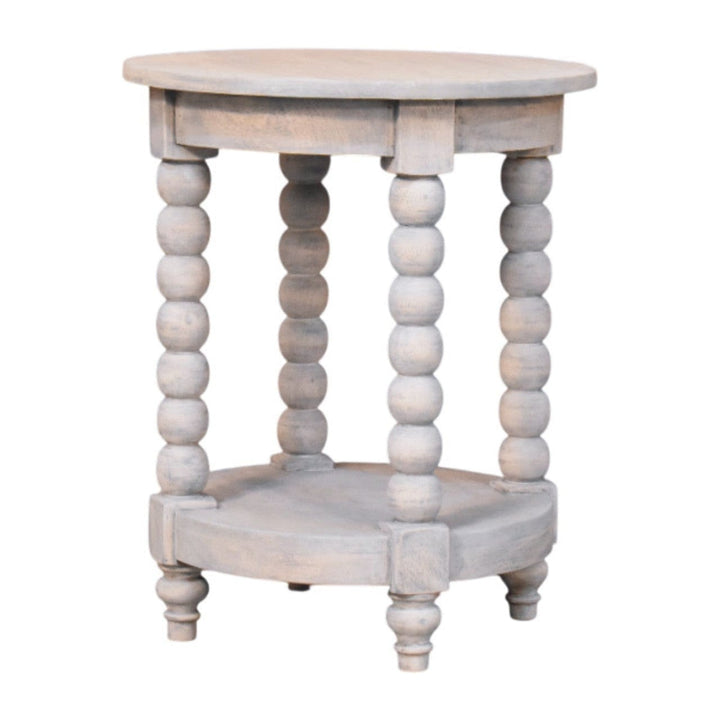 Ellsworth Round End Table - Solid Mango Wood Side Table for Living Room - product view 3 showing handcrafted solid mango...