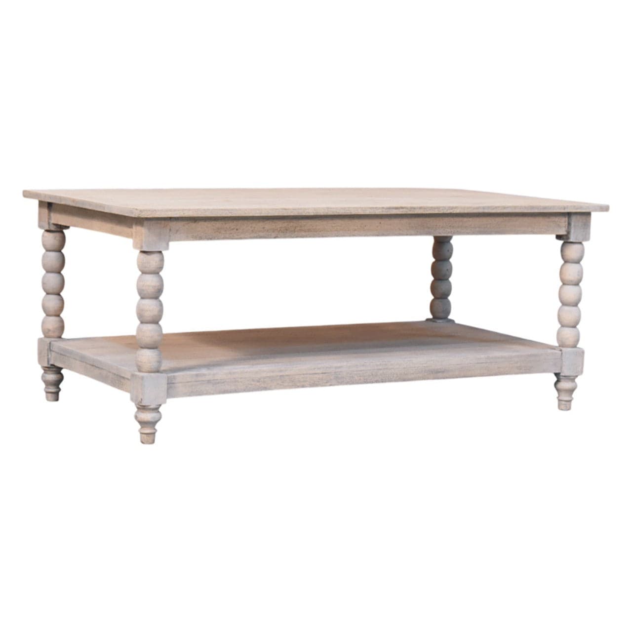 Ellsworth Spindle Coffee Table - Solid Mango Wood Center Table for Living Room - product view 3 showing handcrafted solid...