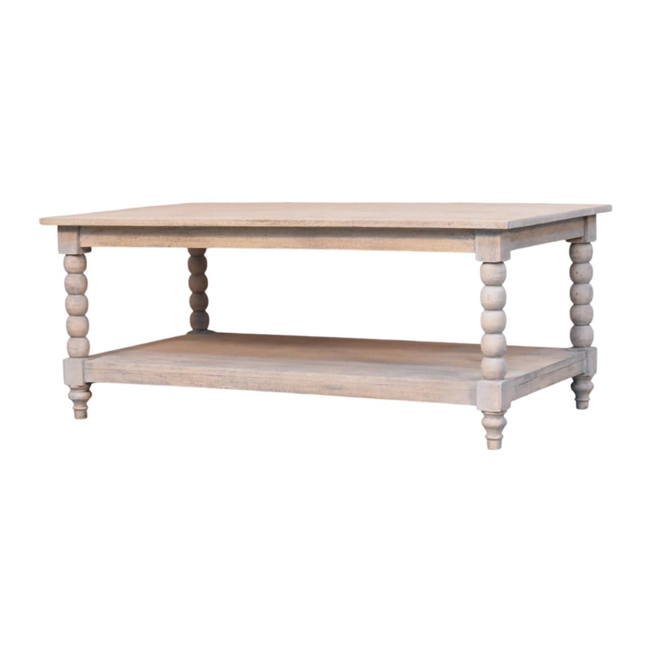 Ellsworth Spindle Coffee Table - Solid Mango Wood Center Table for Living Room - product view 2 showing handcrafted solid...