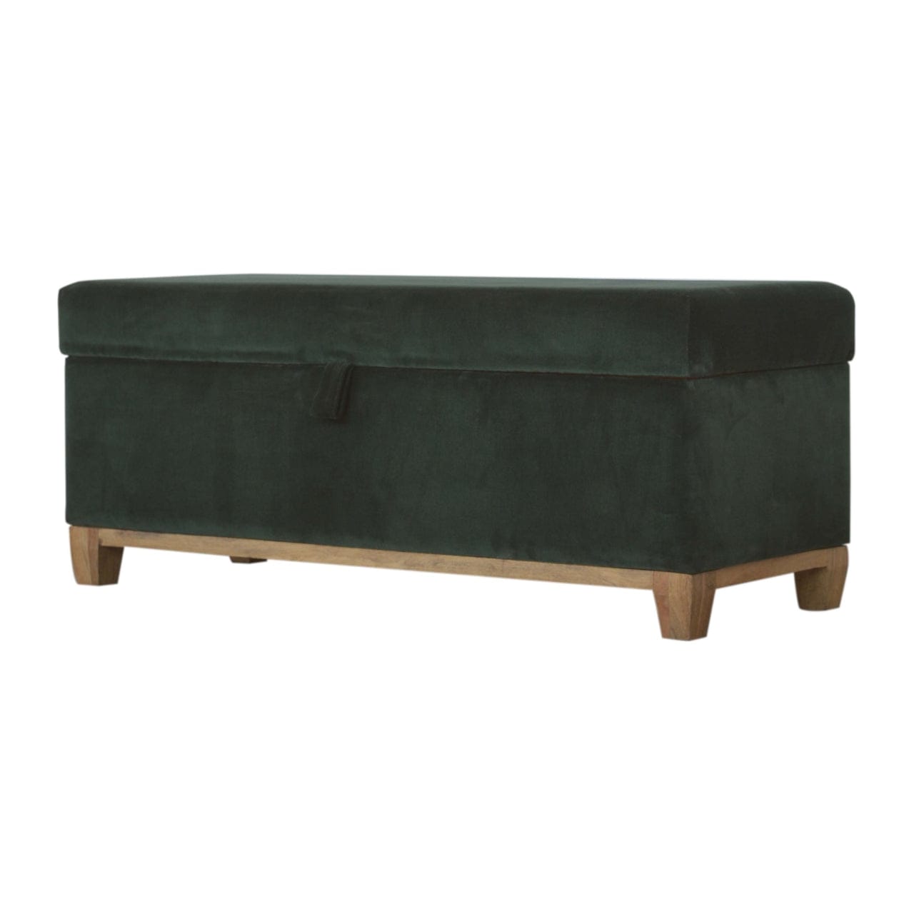 Emerald Cotton Velvet Storage Box - Solid Mango Wood Storage Container for Home - product view 2 showing handcrafted...