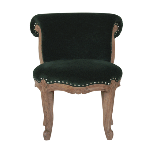 Emerald Green Chair in Solid Mango Wood - product view 8 showing handcrafted solid mango wood chair