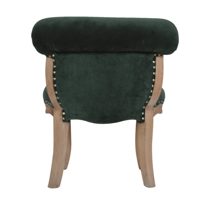 Emerald Green Chair in Solid Mango Wood - product view 7 showing handcrafted solid mango wood chair