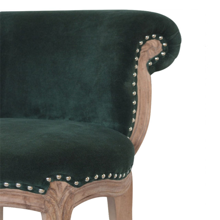 Emerald Green Chair in Solid Mango Wood - product view 5 showing handcrafted solid mango wood chair