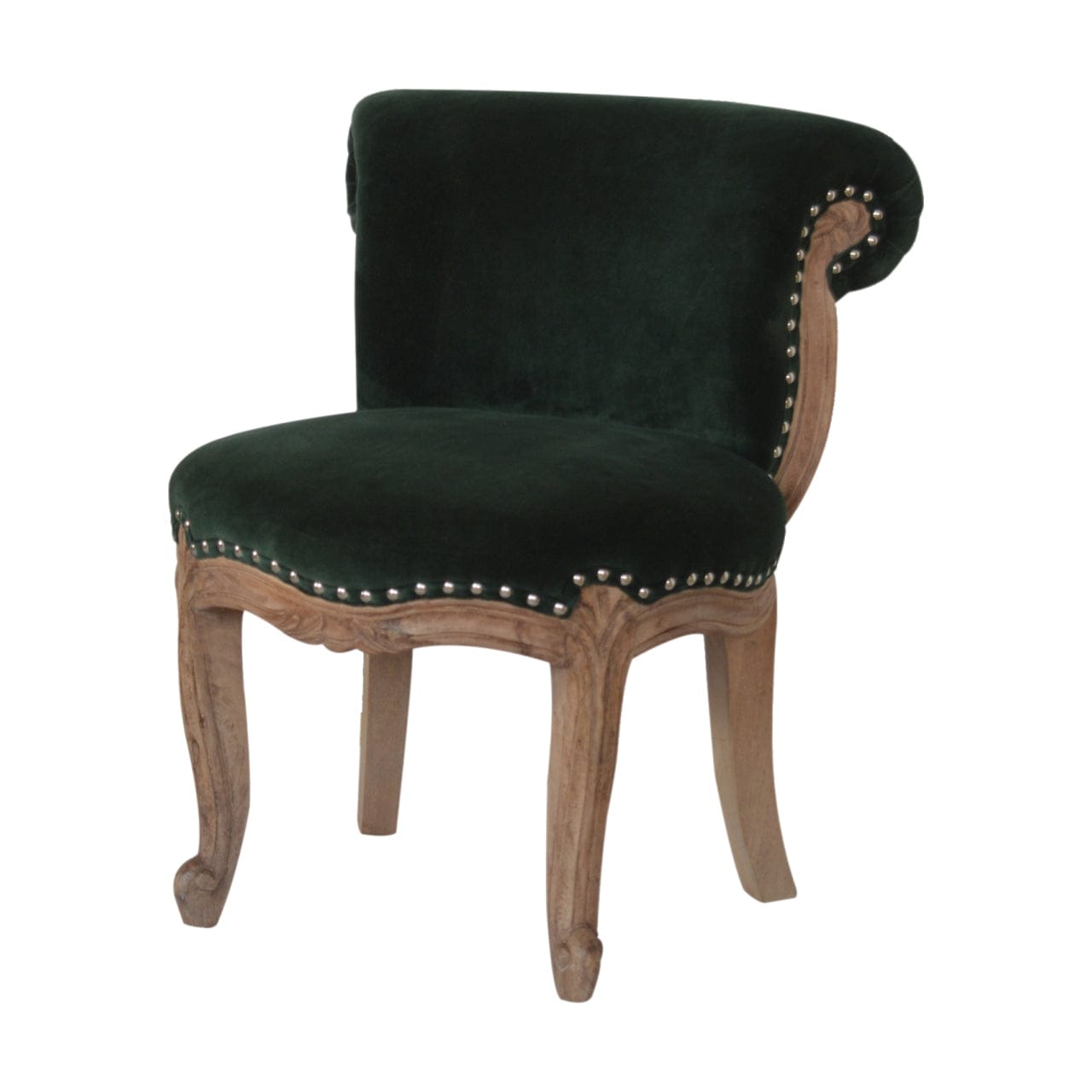Emerald Green Chair in Solid Mango Wood - main view showing handcrafted solid mango wood chair