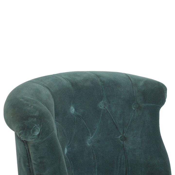 Emerald Velvet Accent Chair in Solid Mango Wood - product view 3 showing handcrafted solid mango wood chair