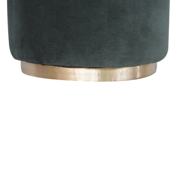 Emerald Velvet Gold Footstool - Solid Mango Wood Accent Stool for Living Room - product view 5 showing handcrafted solid...