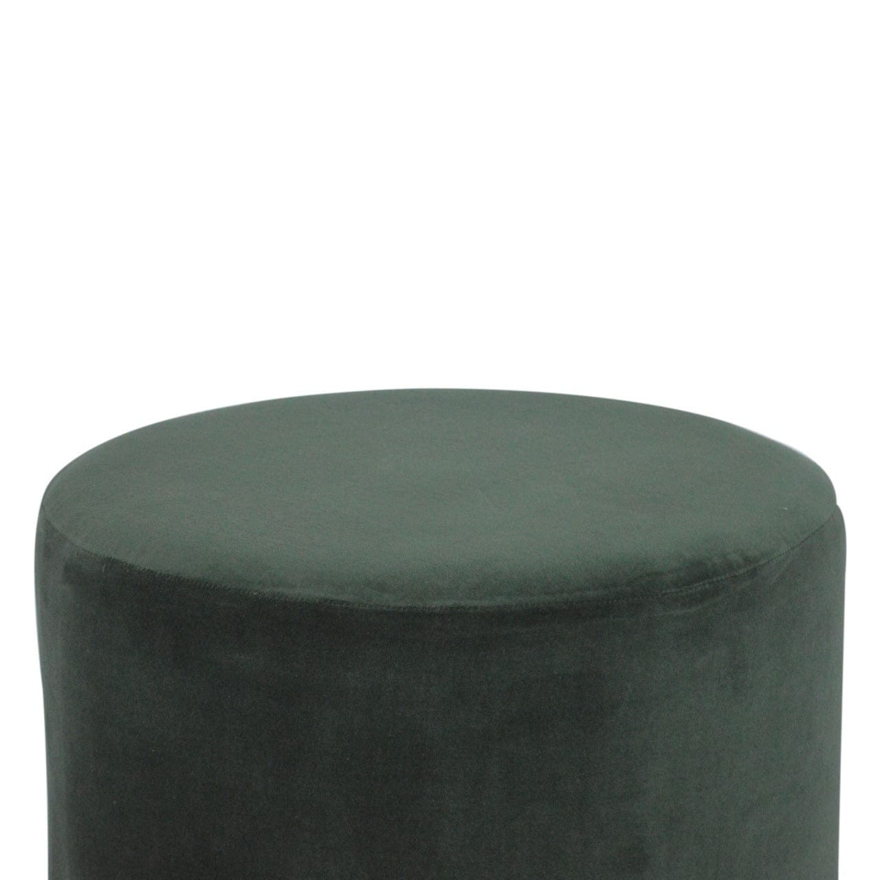 Emerald Velvet Gold Footstool - Solid Mango Wood Accent Stool for Living Room - product view 3 showing handcrafted solid...