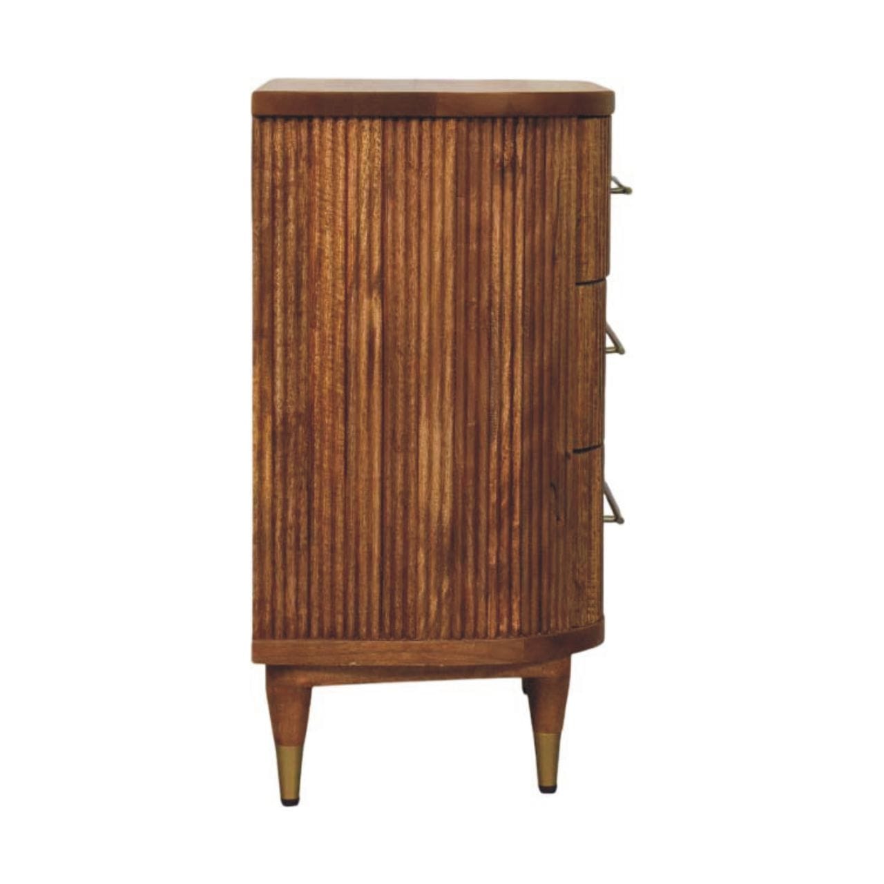 Emerson Ribbed 3-Drawer Dresser - Solid Mango Wood Storage Chest for Bedroom - product view 8 showing handcrafted solid...