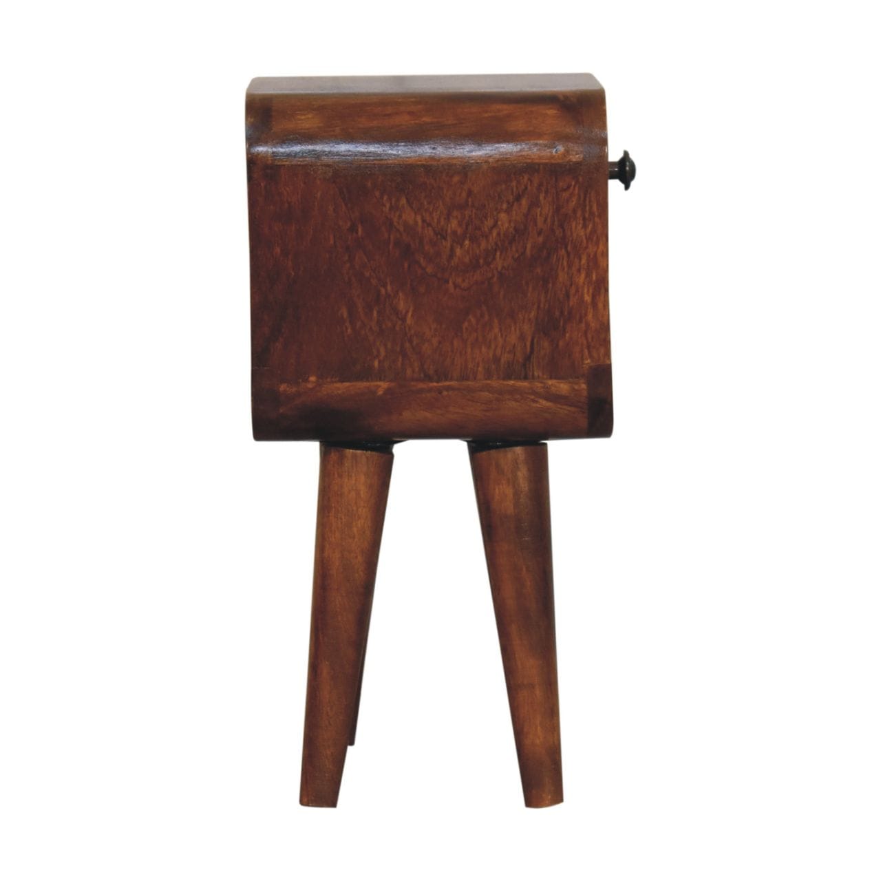 Extra Mini Chestnut Curve Lower Nightstand - Solid Mango Wood Bedside Table for Bedroom - product view 9 showing...