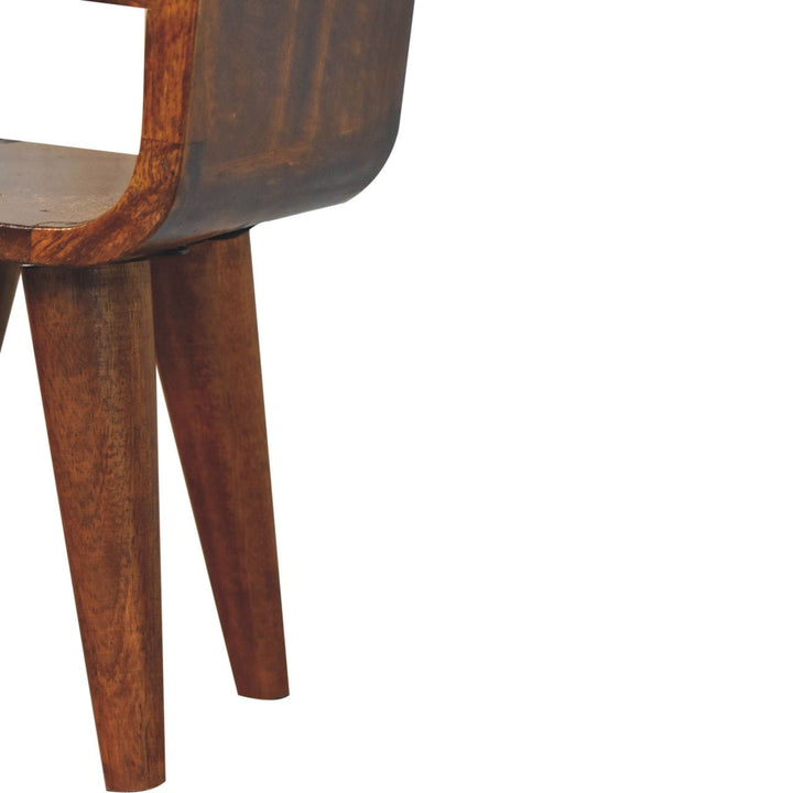 Extra Mini Chestnut Curve Lower Nightstand - Solid Mango Wood Bedside Table for Bedroom - product view 8 showing...
