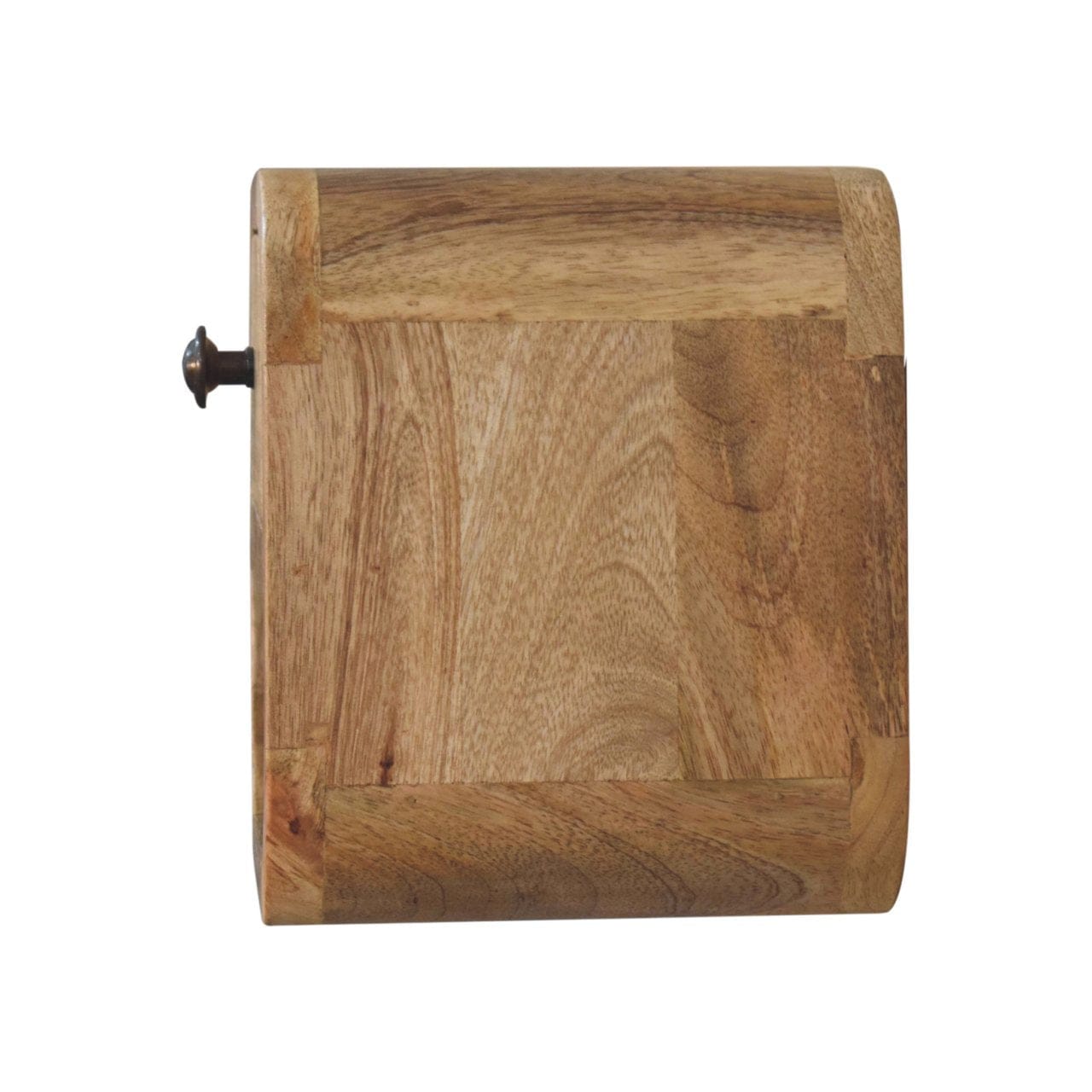 Extra Mini Curved Oak-ish Nightstand - Solid Mango Wood Bedside Table for Bedroom - product view 9 showing handcrafted...
