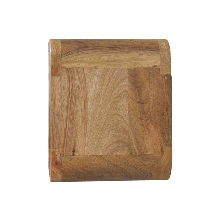 Extra Mini Wall Mounted Curved Oak-ish Nightstand - Solid Mango Wood Bedside Table for Bedroom - product view 9 showing...