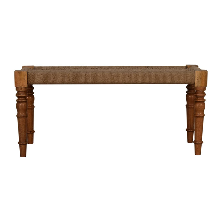 Fabric Turned Leg Bench - Solid Mango Wood Seating Furniture for Entryway - main view showing handcrafted solid mango...