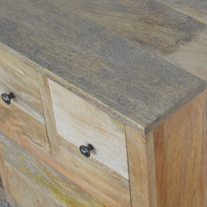 Farmhouse 3 Drawer Country TV Stand - Solid Mango Wood Entertainment Center for Living Room - product view 5 showing...