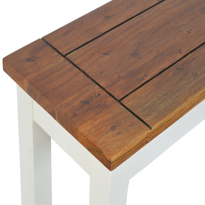 Farmhouse Country 2 Tone Hallway Bench - Solid Mango Wood Seating Furniture for Entryway - product view 4 showing...