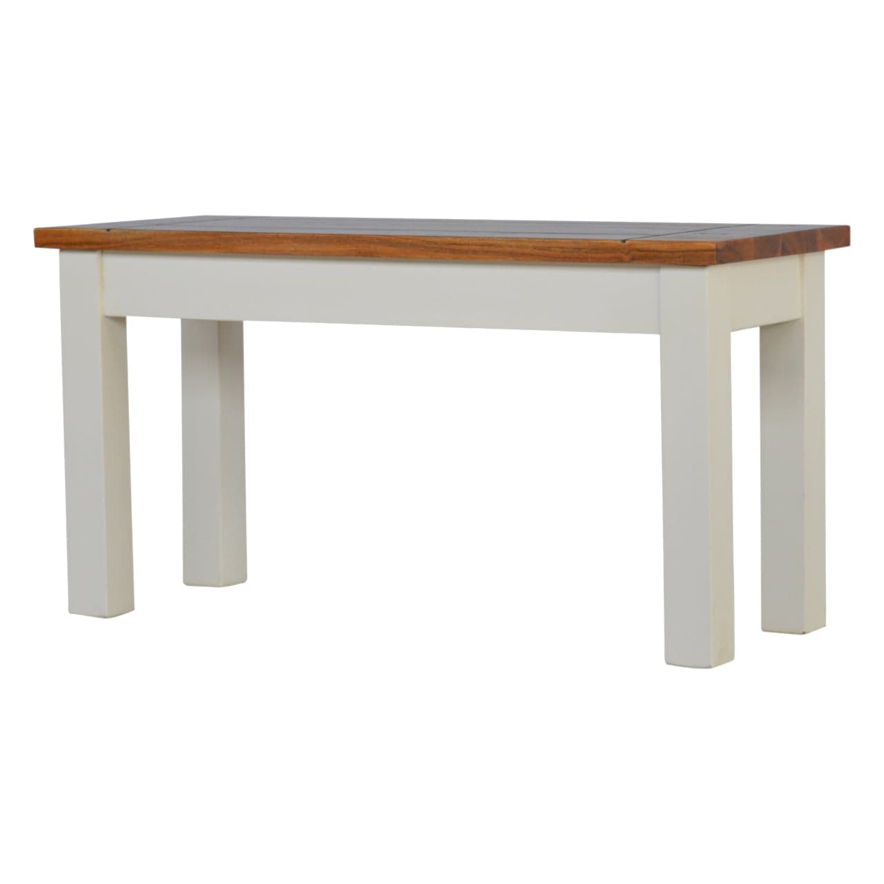 Farmhouse Country 2 Tone Hallway Bench - Solid Mango Wood Seating Furniture for Entryway - product view 2 showing...