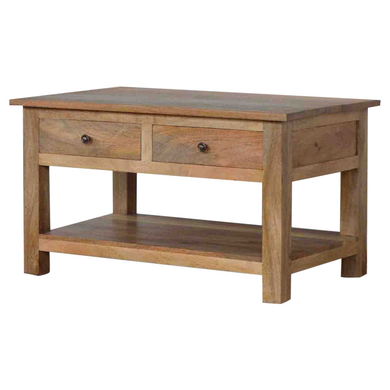 Farmhouse Country 4 Drawer Coffee Table - Solid Mango Wood Center Table for Living Room - product view 3 showing...