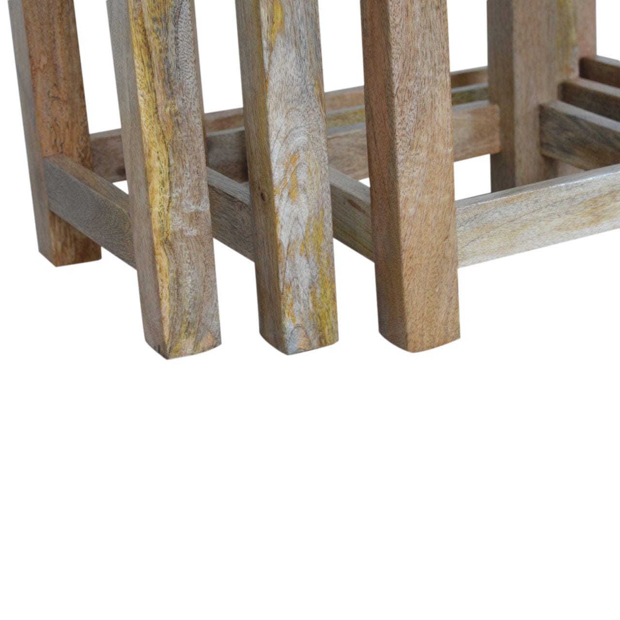 Farmhouse Country Nesting Tables - Solid Mango Wood Accent Tables Set - product view 6 showing handcrafted solid mango...
