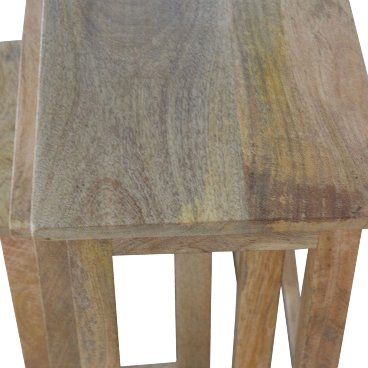 Farmhouse Country Nesting Tables - Solid Mango Wood Accent Tables Set - product view 5 showing handcrafted solid mango...