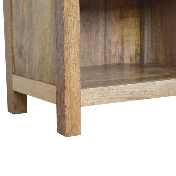 Farmhouse Country Style Mini Bookcase in Solid Mango Wood - product view 6 showing handcrafted solid mango wood bookcase