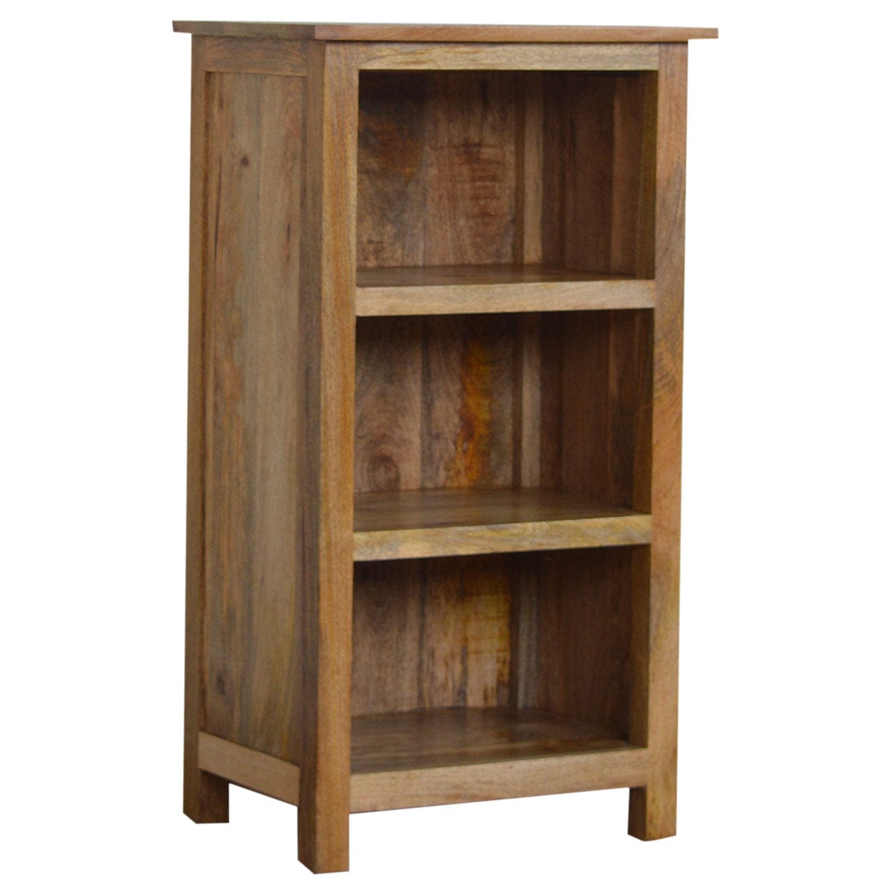 Farmhouse Country Style Mini Bookcase in Solid Mango Wood - main view showing handcrafted solid mango wood bookcase