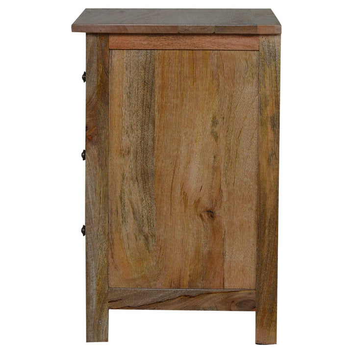 Farmhouse Country Style Nightstand - Solid Mango Wood Bedside Table for Bedroom - product view 8 showing handcrafted...