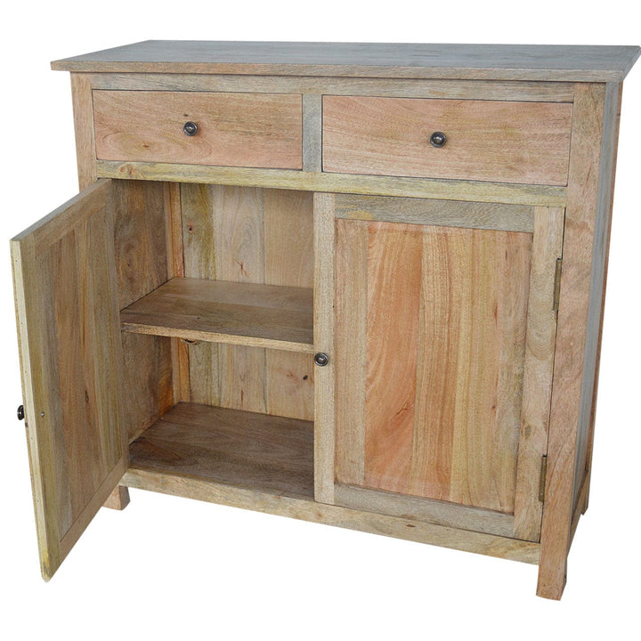 Farmhouse Country Style Sideboard - Solid Mango Wood Buffet Cabinet for Dining Room - product view 5 showing handcrafted...