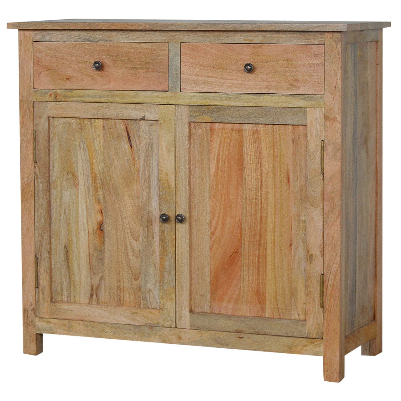 Farmhouse Country Style Sideboard - Solid Mango Wood Buffet Cabinet for Dining Room - product view 3 showing handcrafted...