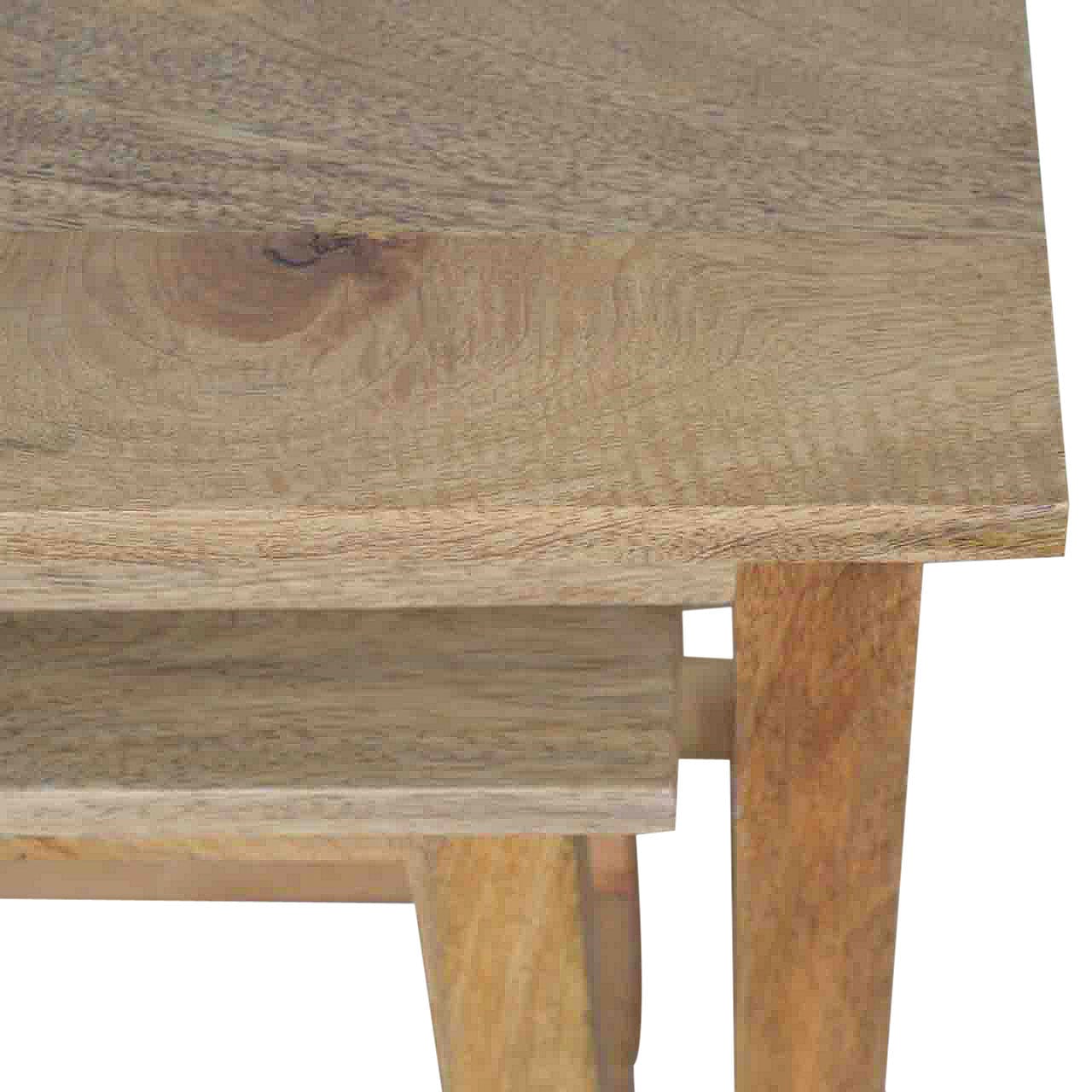 Farmhouse Country Style Stool - Solid Mango Wood Accent Seating - product view 7 showing handcrafted solid mango wood stool