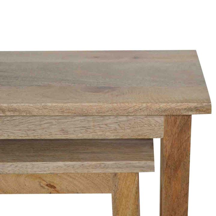 Farmhouse Country Style Stool - Solid Mango Wood Accent Seating - product view 6 showing handcrafted solid mango wood stool