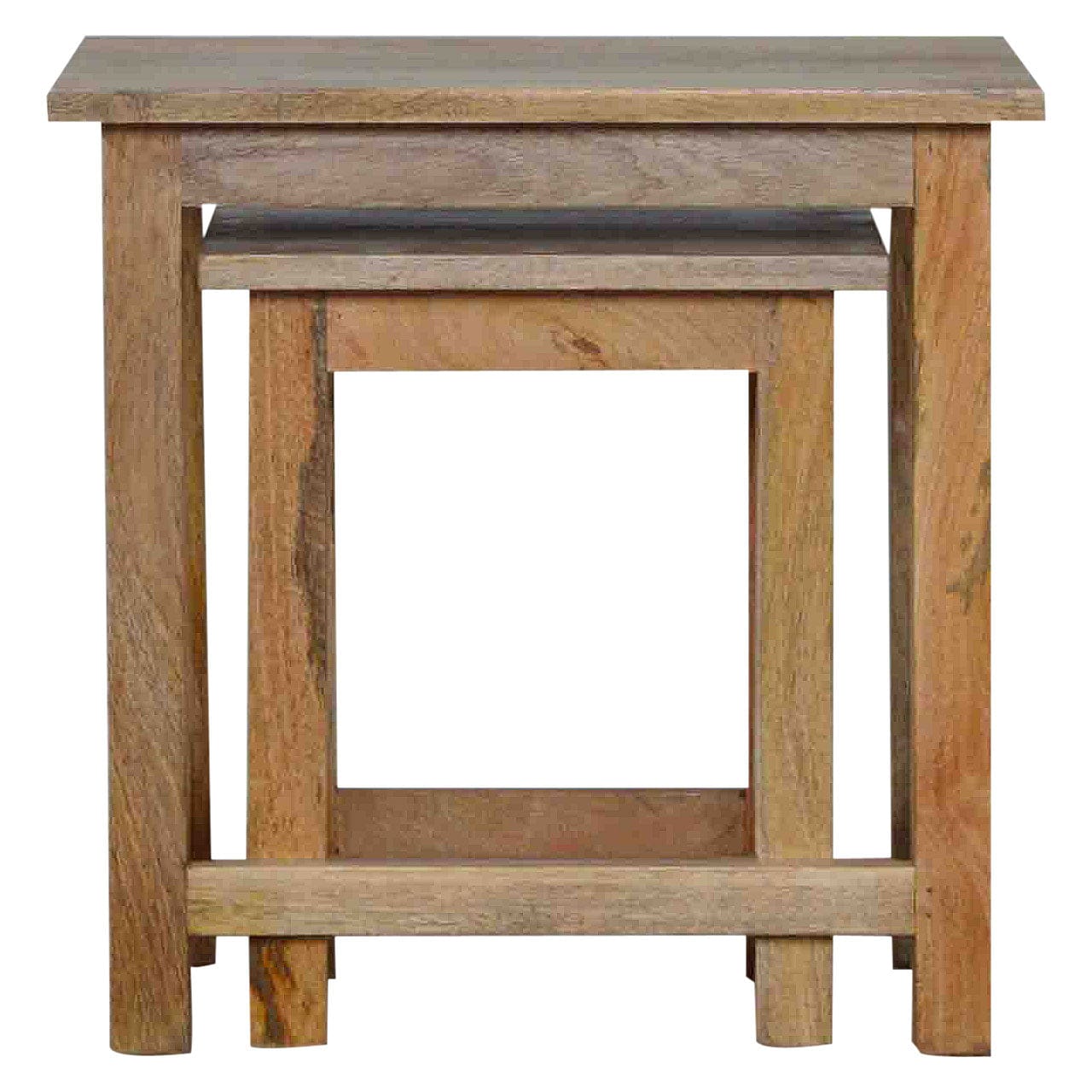 Farmhouse Country Style Stool - Solid Mango Wood Accent Seating - product view 5 showing handcrafted solid mango wood stool